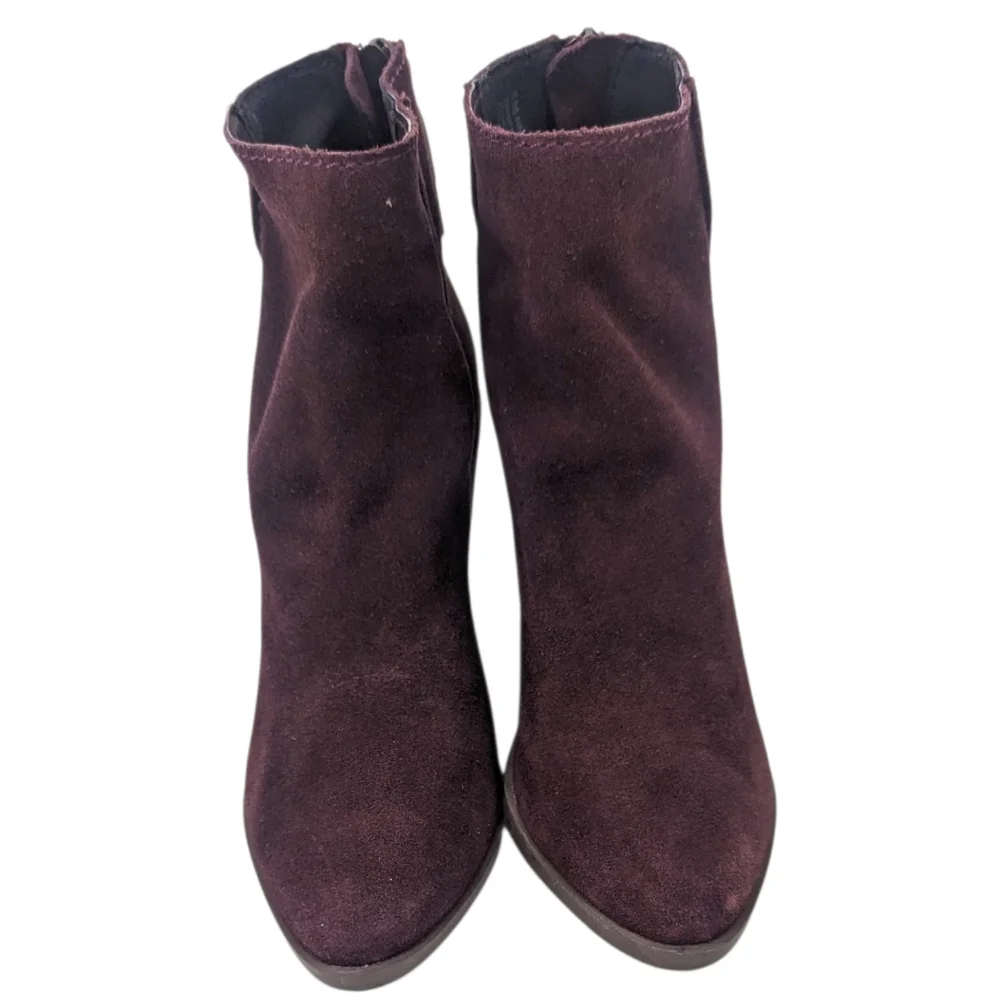 Nordstrom BP Suede Leather Ankle Boots Heeled Booties Womens 8 Purple Western
